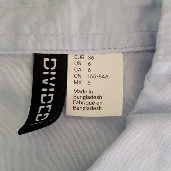 H&M Divided Button Down Shirt Blue Longsleeve Lightweight Size 6 - Picture 3 of 9